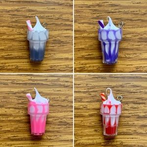 Milkshake Charm Pendant Lot of 4